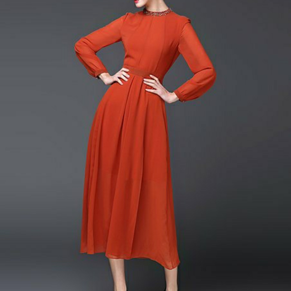 Gyalwana Retro Sheer Maxi Dress